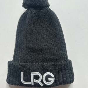LRG Lifted Research Group Black Cuffed Pom Pom Beanie Hat
